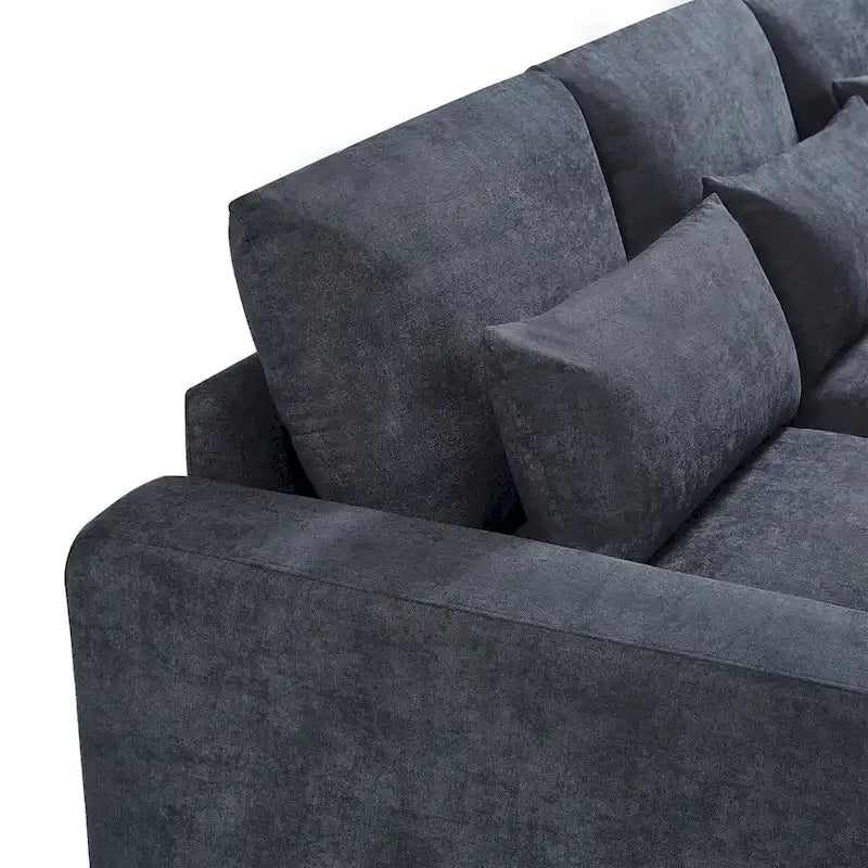 Canapé sectionnel d'angle moderne et convertible avec remplissage en plumes et méridienne réversible - 129.9L x 72P x 31.5H