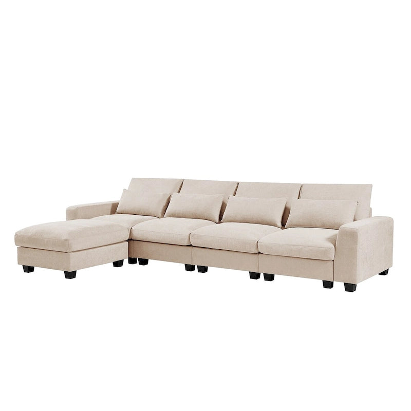 Canapé sectionnel d'angle moderne et convertible avec remplissage en plumes et méridienne réversible - 129.9L x 72P x 31.5H