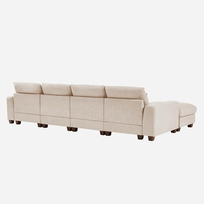Canapé sectionnel d'angle moderne et convertible avec remplissage en plumes et méridienne réversible - 129.9L x 72P x 31.5H