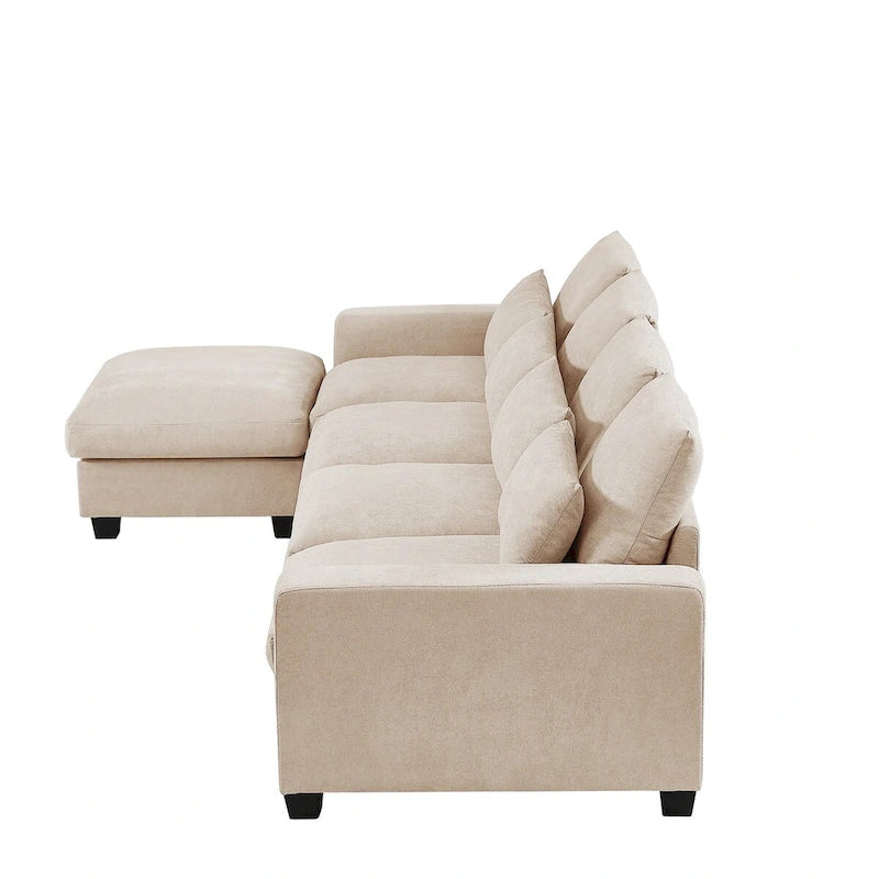 Canapé sectionnel d'angle moderne et convertible avec remplissage en plumes et méridienne réversible - 129.9L x 72P x 31.5H