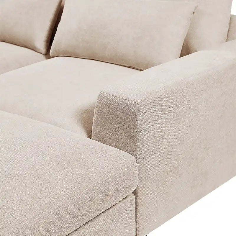Canapé sectionnel d'angle moderne et convertible avec remplissage en plumes et méridienne réversible - 129.9L x 72P x 31.5H