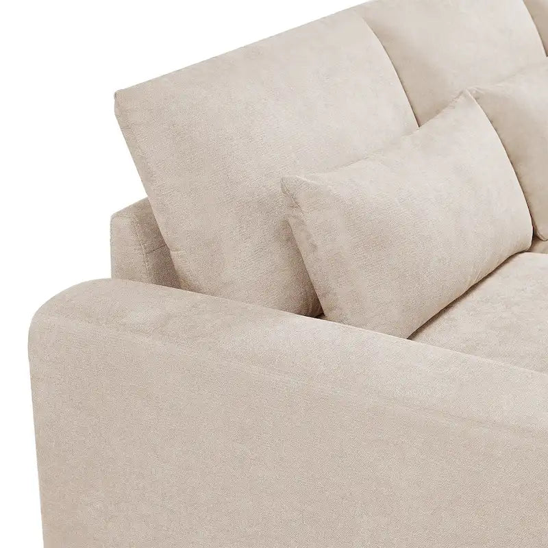 Canapé sectionnel d'angle moderne et convertible avec remplissage en plumes et méridienne réversible - 129.9L x 72P x 31.5H