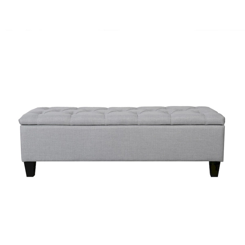 Banc de rangement Porthos Home Vero en tissu capitonné avec couvercle rabattable