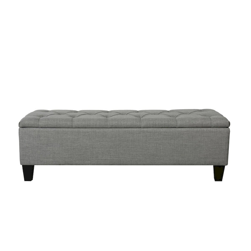 Banc de rangement Porthos Home Vero en tissu capitonné avec couvercle rabattable