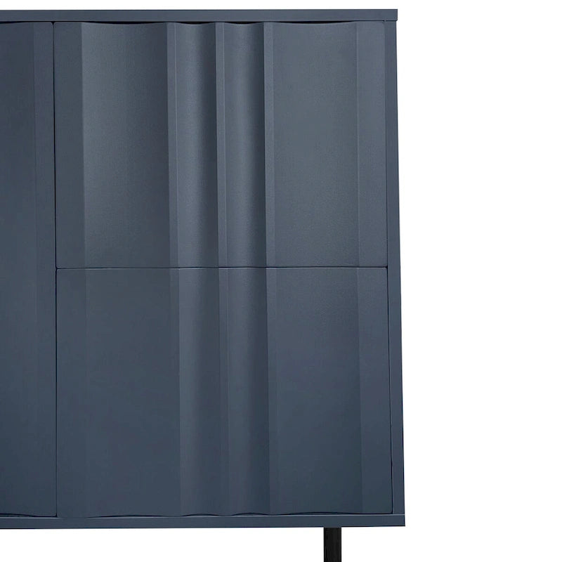 Meuble de Rangement Motif Vague avec 2 Portes et 2 Tiroirs, Réglable, Adapté pour Bureau, Entrée et Salon