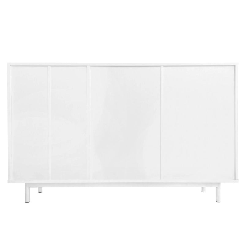 Meuble de Rangement Motif Vague avec 2 Portes et 2 Tiroirs, Réglable, Adapté pour Bureau, Entrée et Salon