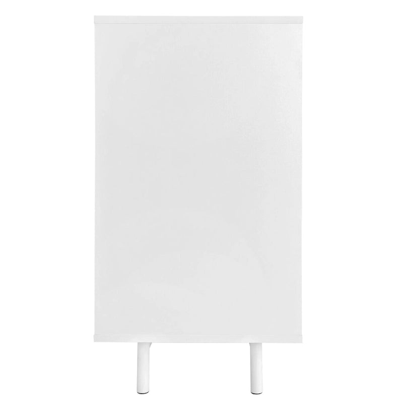 Meuble de Rangement Motif Vague avec 2 Portes et 2 Tiroirs, Réglable, Adapté pour Bureau, Entrée et Salon