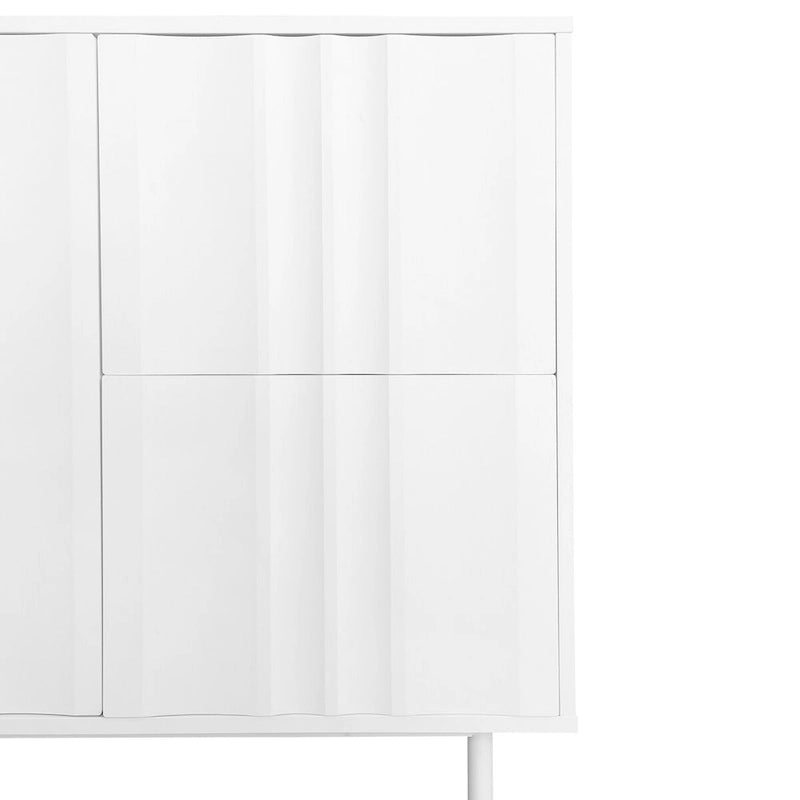 Meuble de Rangement Motif Vague avec 2 Portes et 2 Tiroirs, Réglable, Adapté pour Bureau, Entrée et Salon