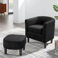Fauteuil d'appoint moderne en tissu avec repose-pieds ottoman