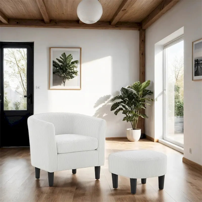 Fauteuil d'appoint moderne en tissu avec repose-pieds ottoman