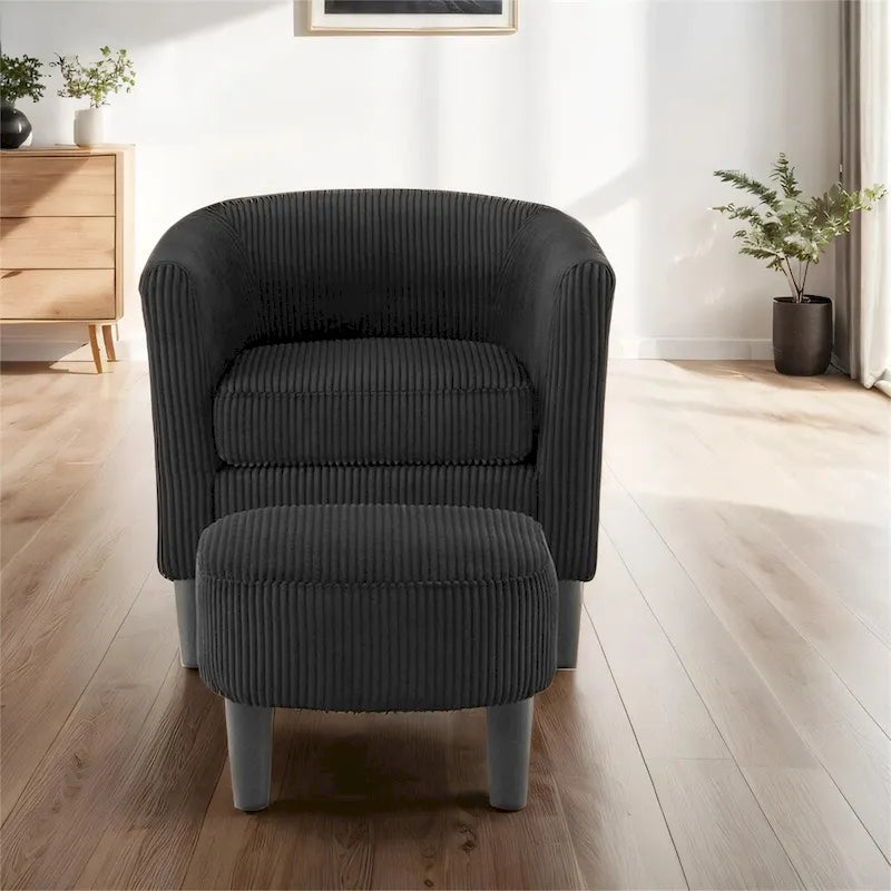 Fauteuil d'appoint moderne en tissu avec repose-pieds ottoman