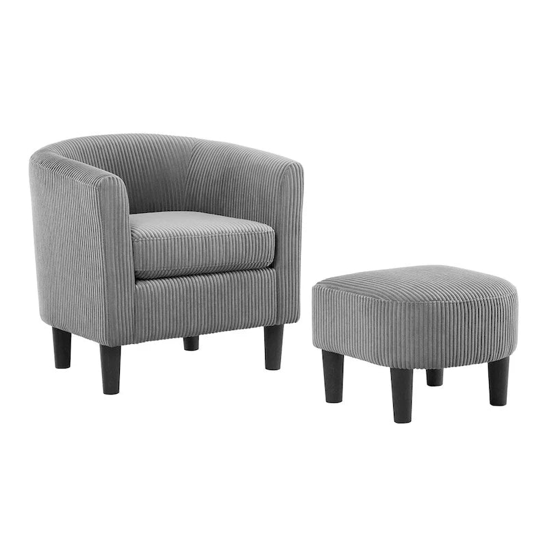 Fauteuil d'appoint moderne en tissu avec repose-pieds ottoman