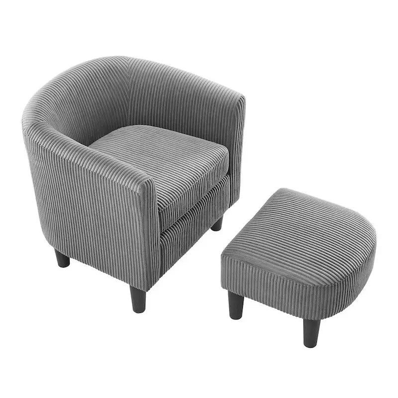Fauteuil d'appoint moderne en tissu avec repose-pieds ottoman