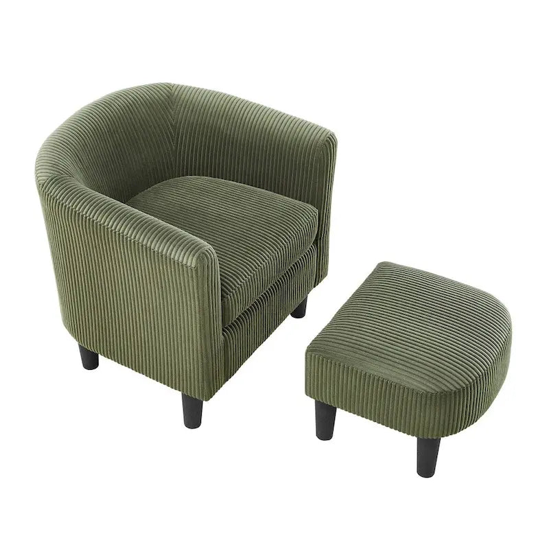Fauteuil d'appoint moderne en tissu avec repose-pieds ottoman