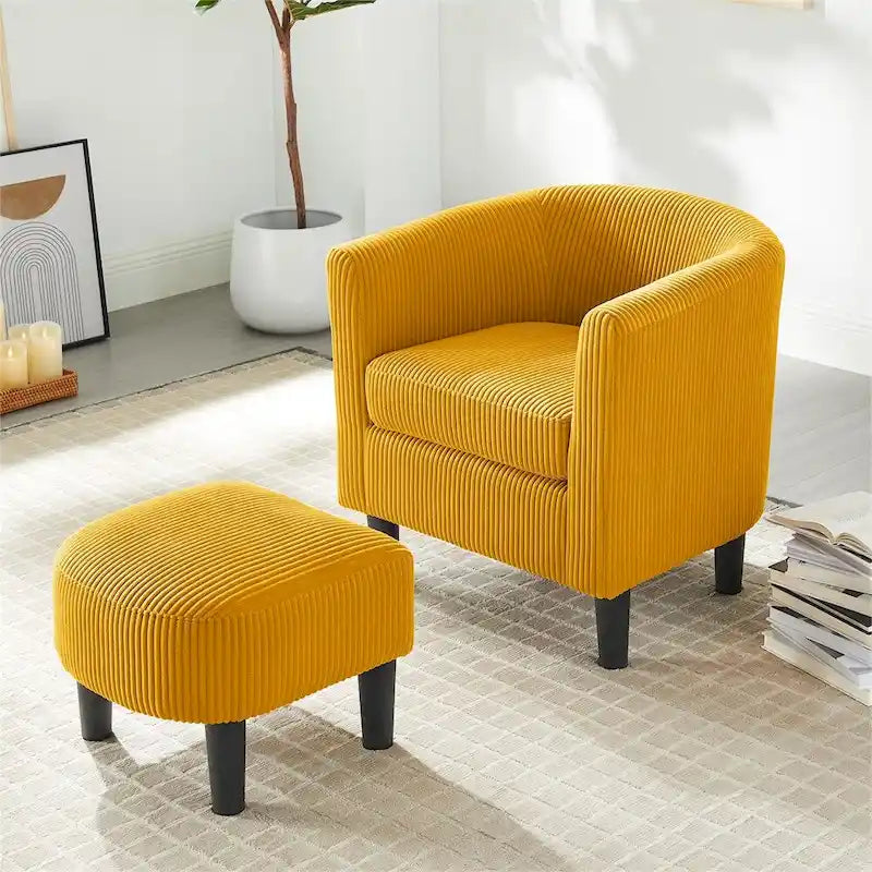 Fauteuil d'appoint moderne en tissu avec repose-pieds ottoman