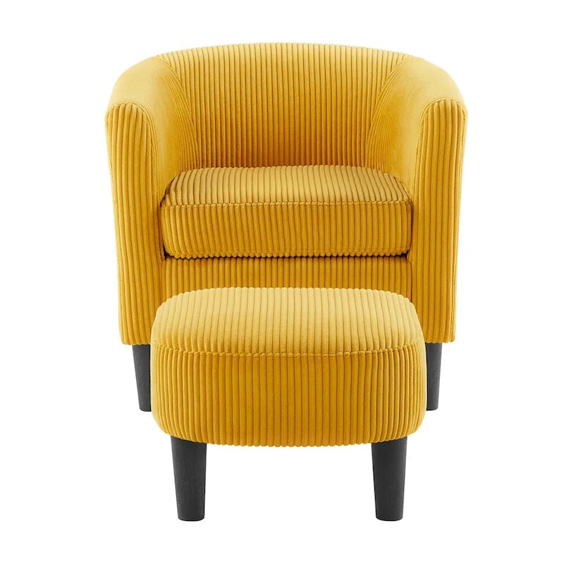 Fauteuil d'appoint moderne en tissu avec repose-pieds ottoman