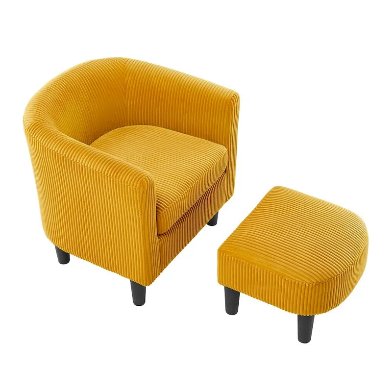 Fauteuil d'appoint moderne en tissu avec repose-pieds ottoman