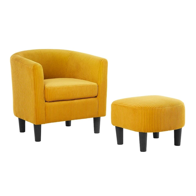 Fauteuil d'appoint moderne en tissu avec repose-pieds ottoman
