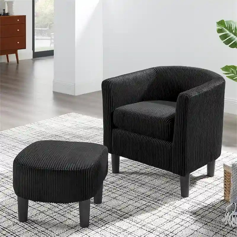 Fauteuil d'appoint moderne en tissu avec repose-pieds ottoman