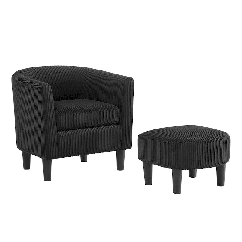 Fauteuil d'appoint moderne en tissu avec repose-pieds ottoman