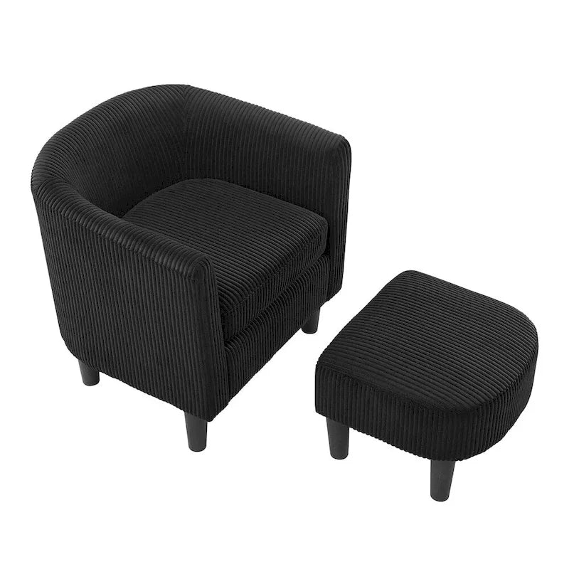 Fauteuil d'appoint moderne en tissu avec repose-pieds ottoman