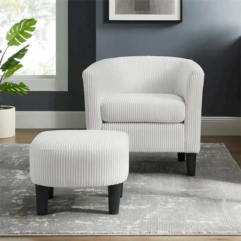 Fauteuil d'appoint moderne en tissu avec repose-pieds ottoman