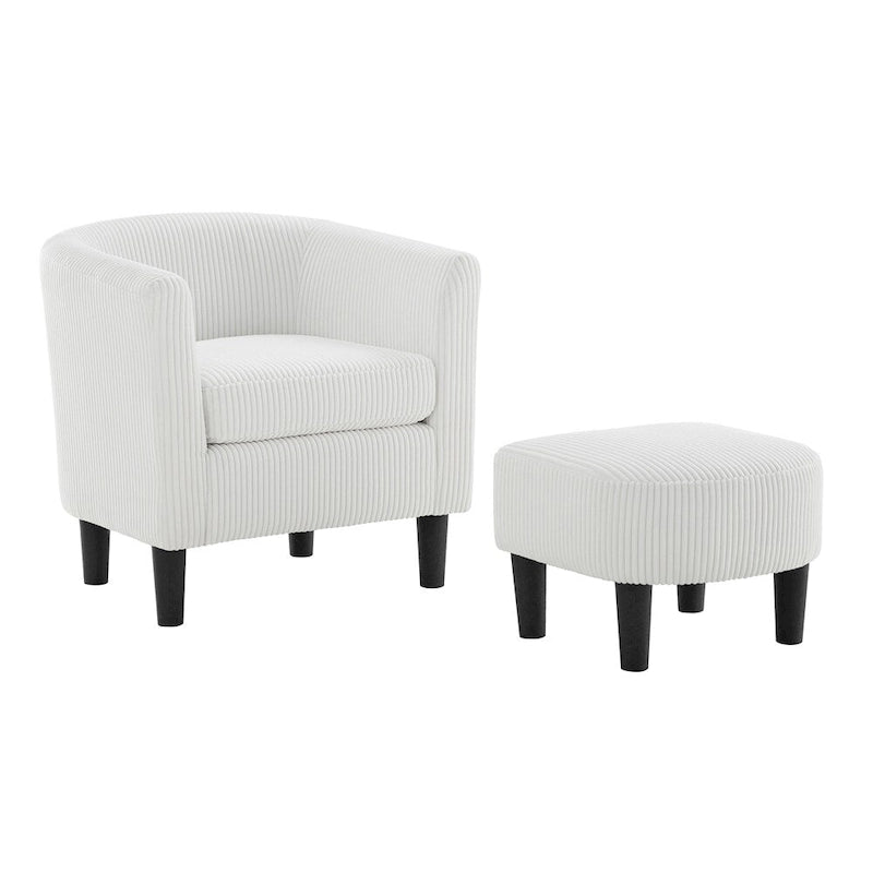 Fauteuil d'appoint moderne en tissu avec repose-pieds ottoman