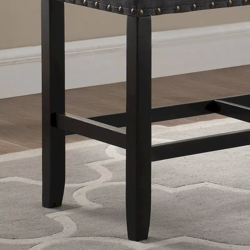 Banc de salle à manger à hauteur de comptoir en tissu avec clous décoratifs