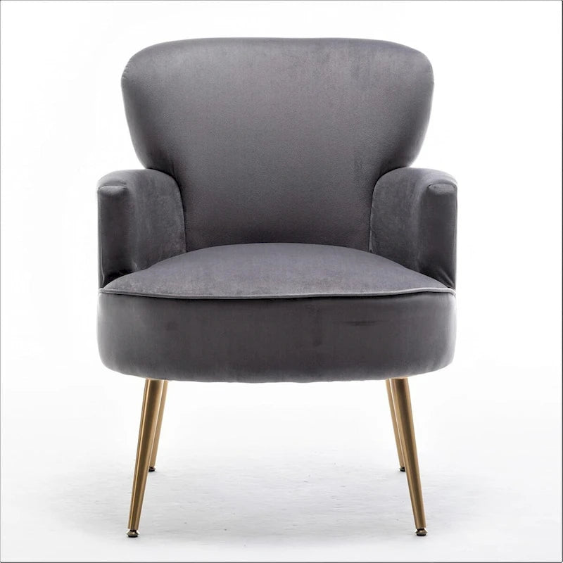 Fauteuil élégant en velours US Pride Furniture avec pieds en métal doré, chaise d'appoint confortable