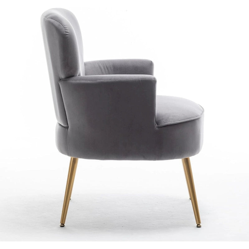 Fauteuil élégant en velours US Pride Furniture avec pieds en métal doré, chaise d'appoint confortable
