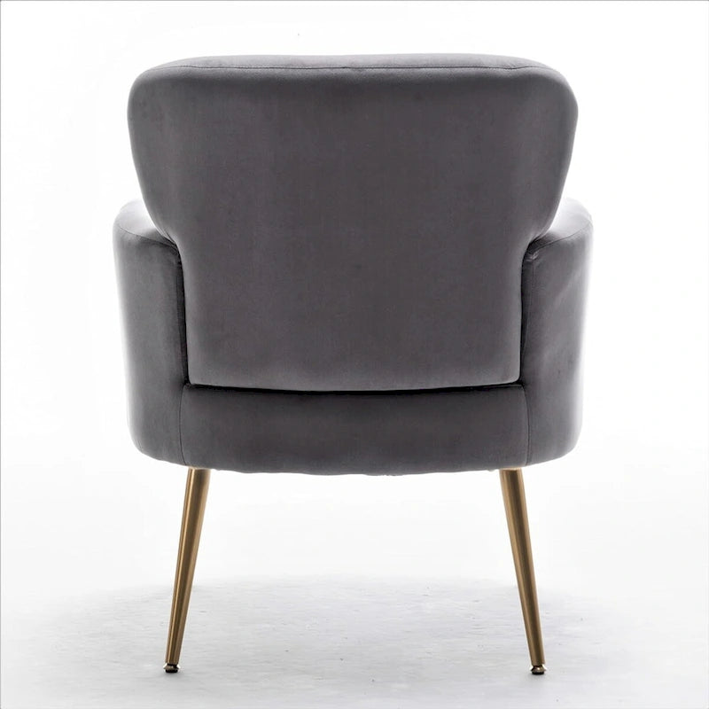 Fauteuil élégant en velours US Pride Furniture avec pieds en métal doré, chaise d'appoint confortable