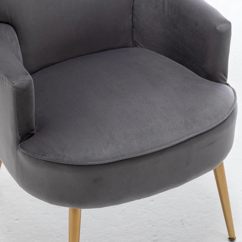 Fauteuil élégant en velours US Pride Furniture avec pieds en métal doré, chaise d'appoint confortable