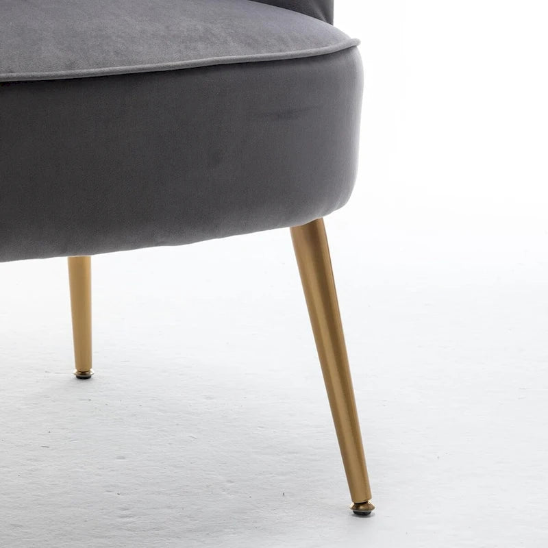 Fauteuil élégant en velours US Pride Furniture avec pieds en métal doré, chaise d'appoint confortable