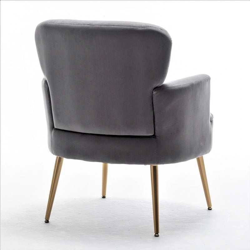 Fauteuil élégant en velours US Pride Furniture avec pieds en métal doré, chaise d'appoint confortable