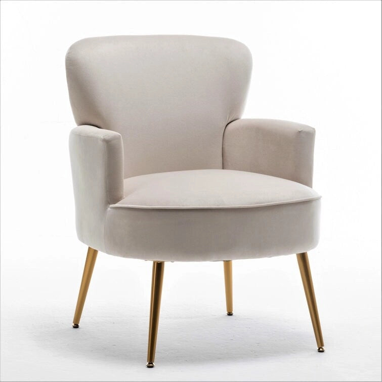 Fauteuil élégant en velours US Pride Furniture avec pieds en métal doré, chaise d'appoint confortable