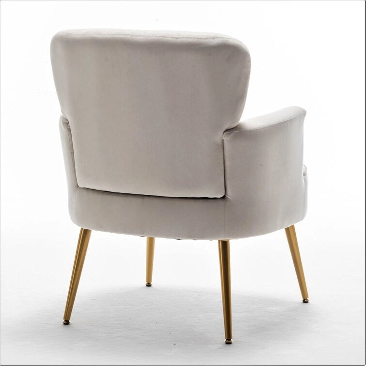 Fauteuil élégant en velours US Pride Furniture avec pieds en métal doré, chaise d'appoint confortable