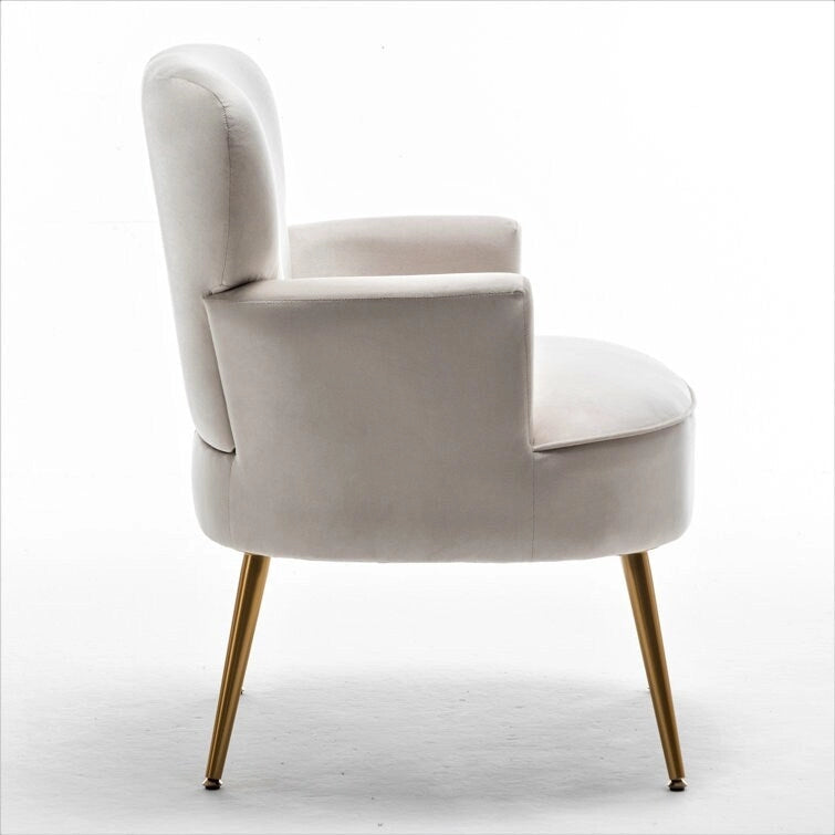 Fauteuil élégant en velours US Pride Furniture avec pieds en métal doré, chaise d'appoint confortable