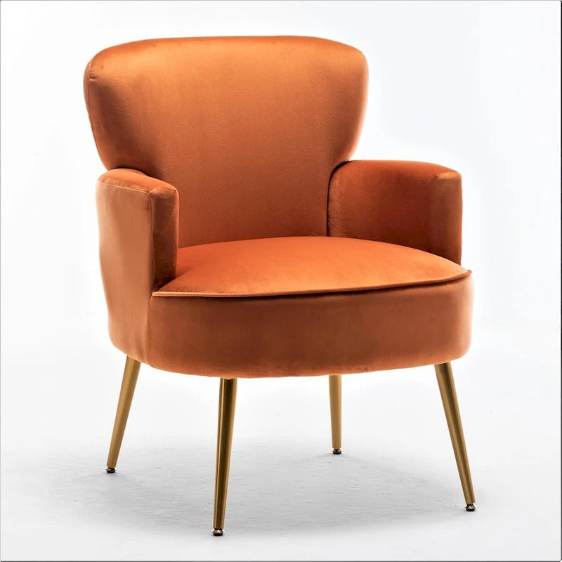 Fauteuil élégant en velours US Pride Furniture avec pieds en métal doré, chaise d'appoint confortable