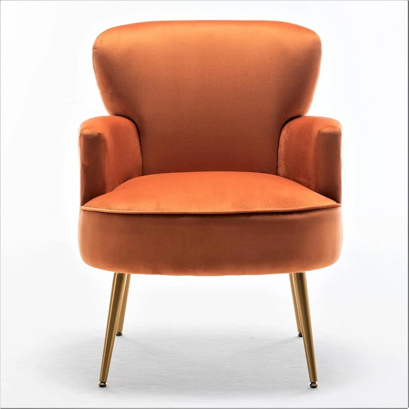 Fauteuil élégant en velours US Pride Furniture avec pieds en métal doré, chaise d'appoint confortable