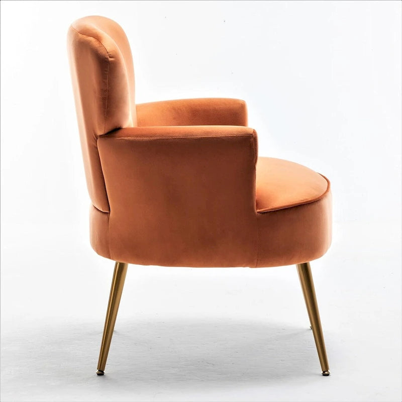 Fauteuil élégant en velours US Pride Furniture avec pieds en métal doré, chaise d'appoint confortable