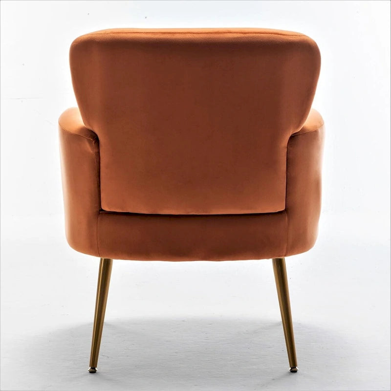 Fauteuil élégant en velours US Pride Furniture avec pieds en métal doré, chaise d'appoint confortable
