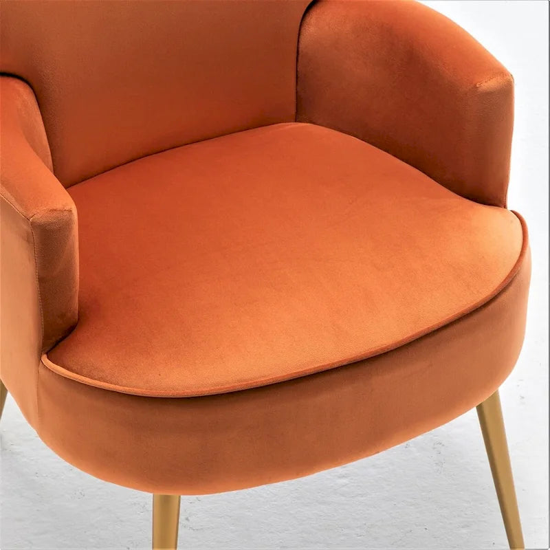 Fauteuil élégant en velours US Pride Furniture avec pieds en métal doré, chaise d'appoint confortable