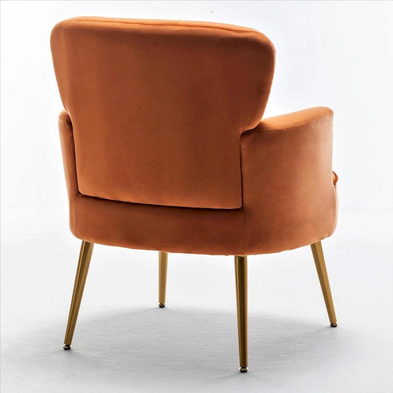 Fauteuil élégant en velours US Pride Furniture avec pieds en métal doré, chaise d'appoint confortable
