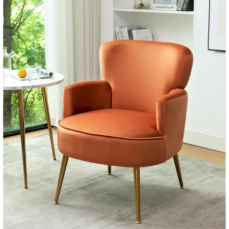 Fauteuil élégant en velours US Pride Furniture avec pieds en métal doré, chaise d'appoint confortable