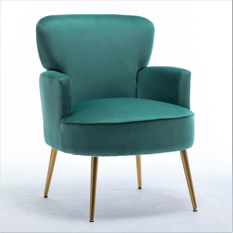 Fauteuil élégant en velours US Pride Furniture avec pieds en métal doré, chaise d'appoint confortable
