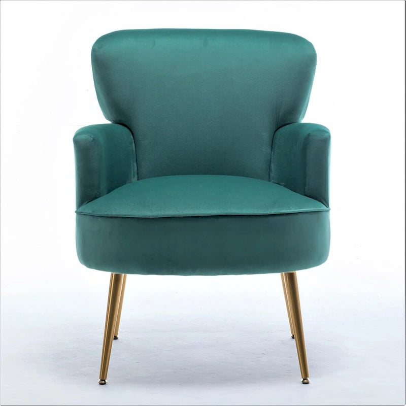 Fauteuil élégant en velours US Pride Furniture avec pieds en métal doré, chaise d'appoint confortable