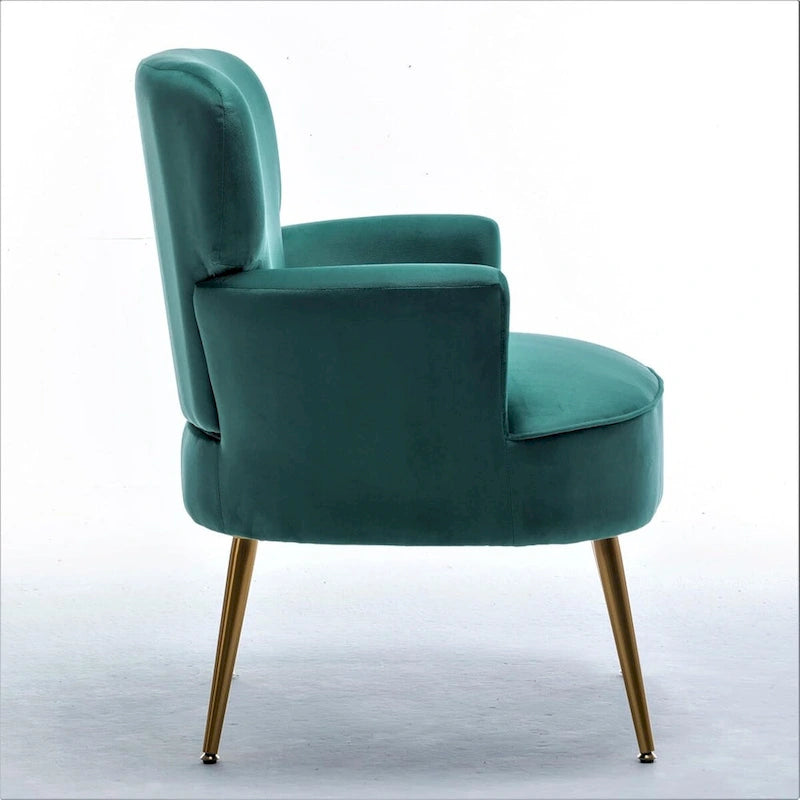 Fauteuil élégant en velours US Pride Furniture avec pieds en métal doré, chaise d'appoint confortable