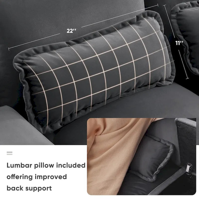 Canapé d'angle en U 123*55 avec console, porte-gobelets et ports USB, ensemble de canapés-lits symétriques rembourrés à 6 places avec méridienne