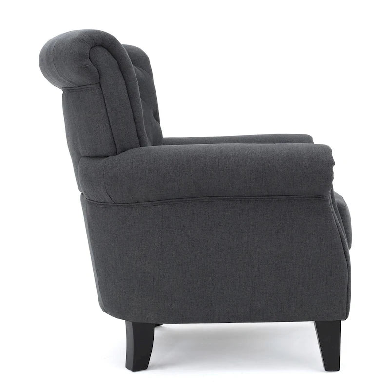 Fauteuil d'appoint avec dossier capitonné et pieds en bois