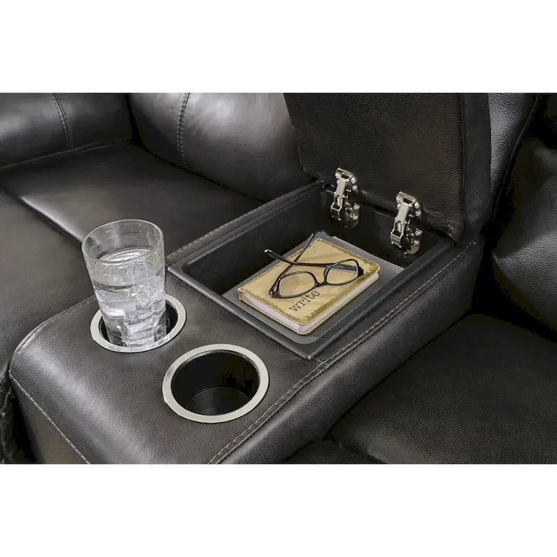 Causeuse inclinable électrique noire de la collection Signature Design by Ashley Mountainous - 82 l x 42 P x 42 H
